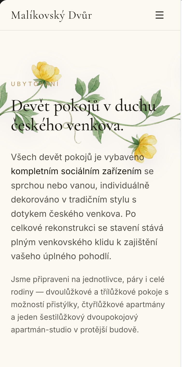 Malíkovský Dvůr na mobilu